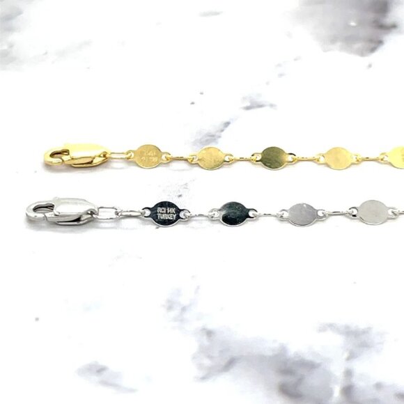 14K White Gold 4mm Wide Lobster Claw 7-inch Specialty Chain Minimalist Bracelet - Picture 4 of 6